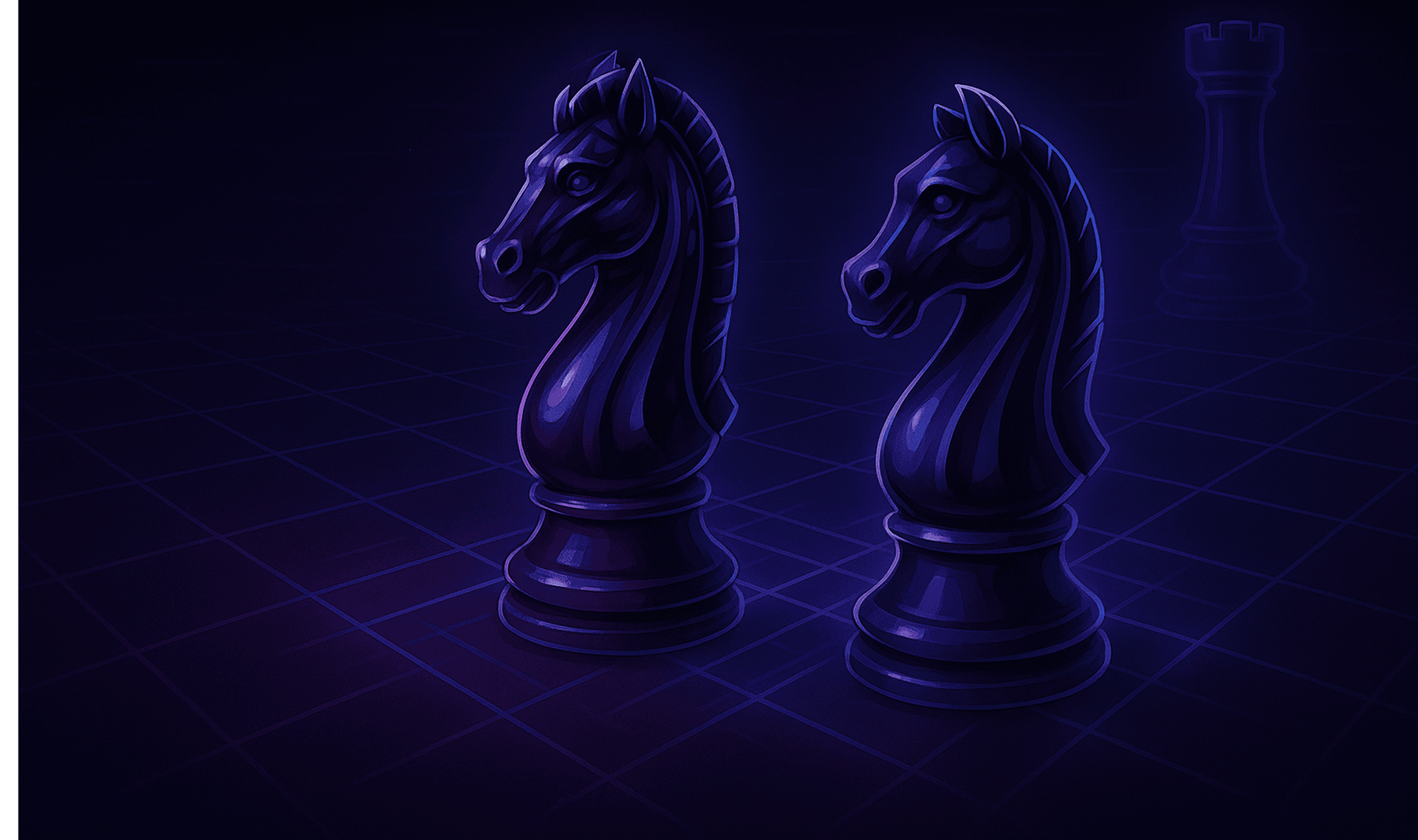 A graphic of two knight chess pieces symbolizing the strategy and skill of the Affluence Season 3 trading competition.