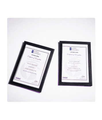 FundedNext Awards in Frames on White Background